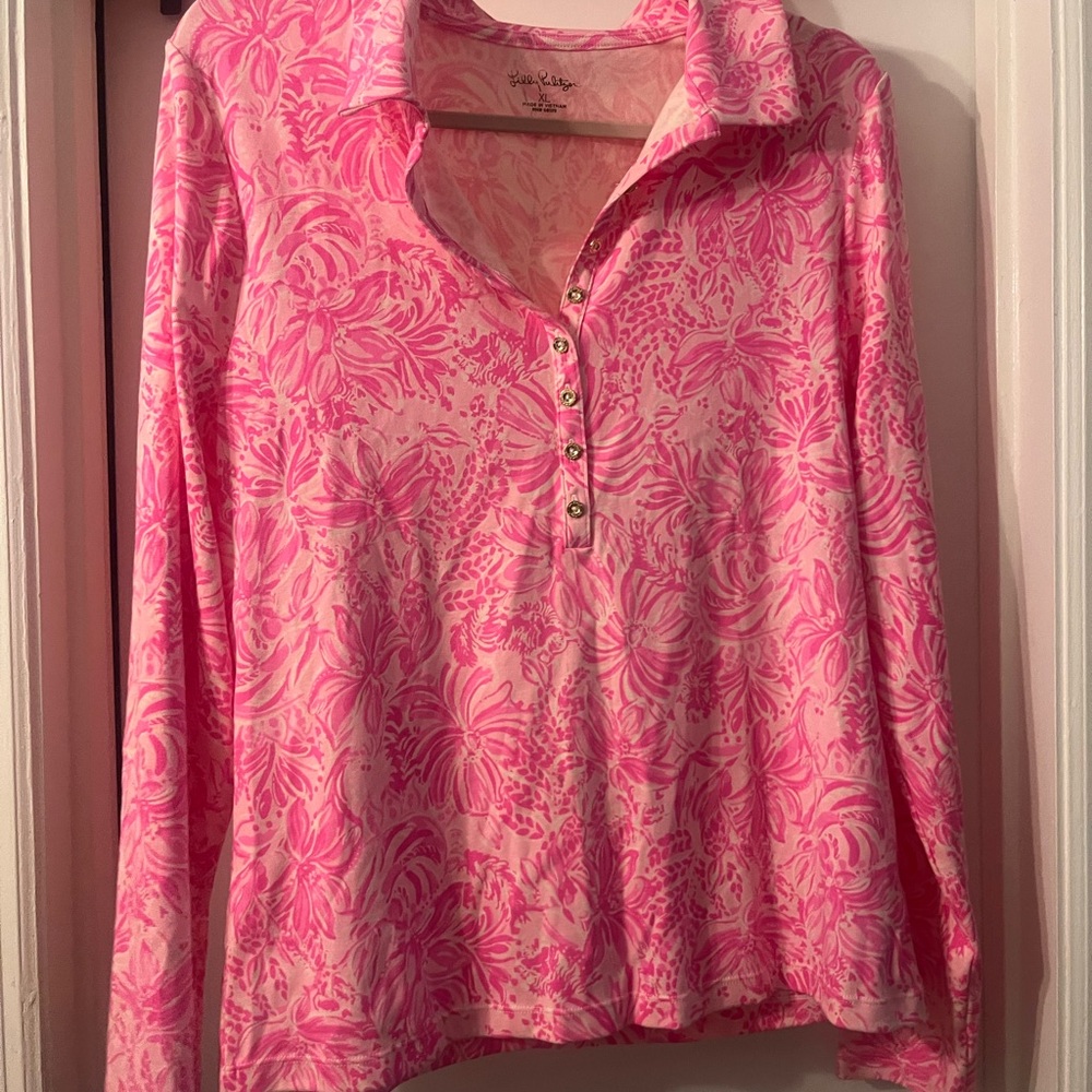 Lilly Pulitzer Pink Floral Button Down Shirt